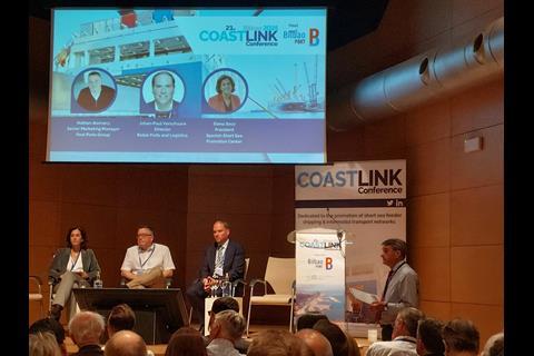 Keynote panel featuring Elena Seco, Nathan Alemany and Johan-Paul Verschurre to discuss the Renaissance of Short Sea Shipping